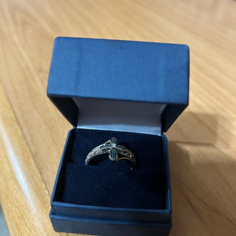 The Bradford Exchange Silver cross Ring with Blue Accent